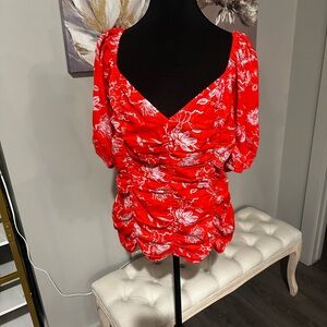 Ava & Viv Orange Floral Blouse size 2X